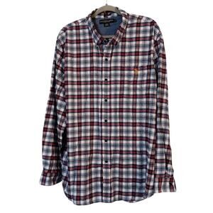 U.S. Polo Assn. Cotton Spandex Stretch Plaid Flannel Button Down Shirt Sz 3XL